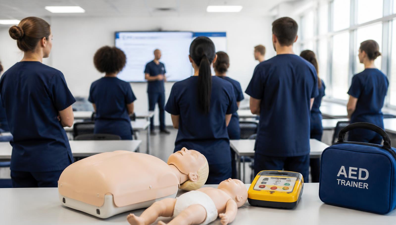 Generic illustration of healthcare professionals in a training classroom, used as a placeholder